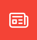 Icon depicting a newspaper with visible text lines and awesome discounts, set against a solid red background.
