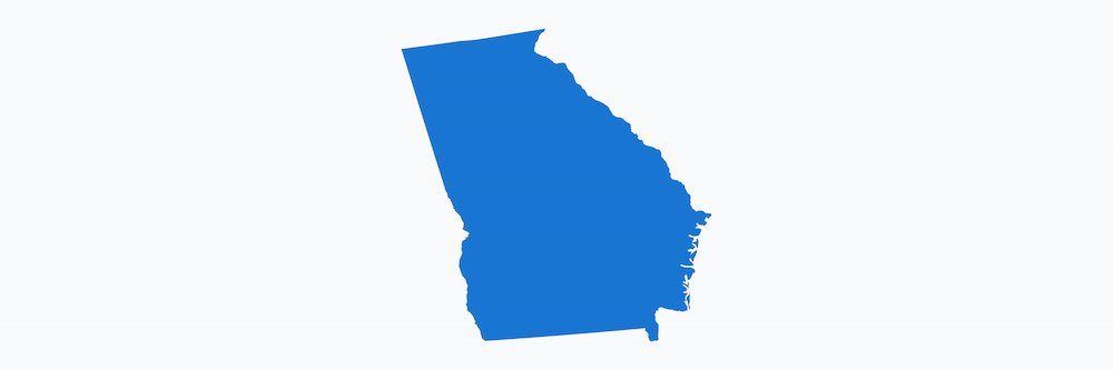 A simple illustration of the map of Georgia (U.S. state) depicted in solid blue color against a white background.