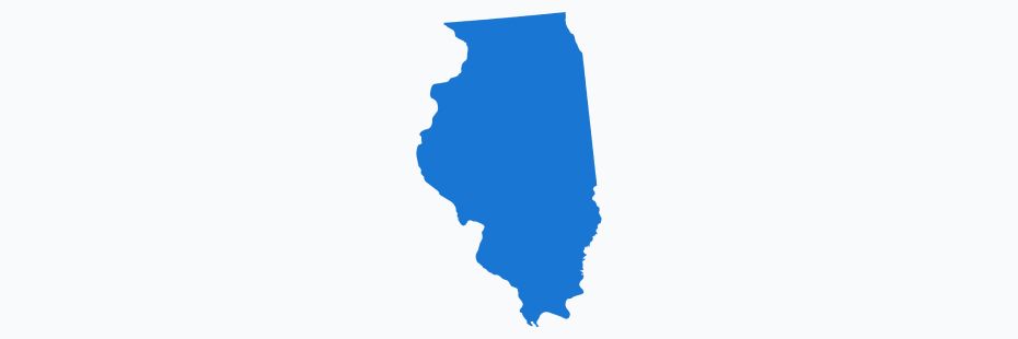 A simple graphical representation of the state of Illinois in blue on a white background.