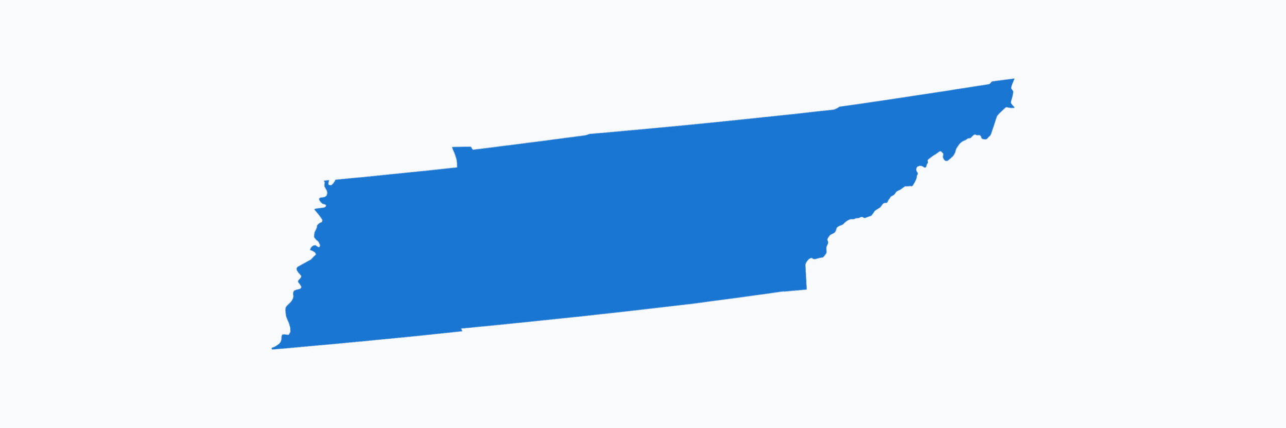 A simple, flat, blue silhouette of the state of Tennessee on a plain white background.