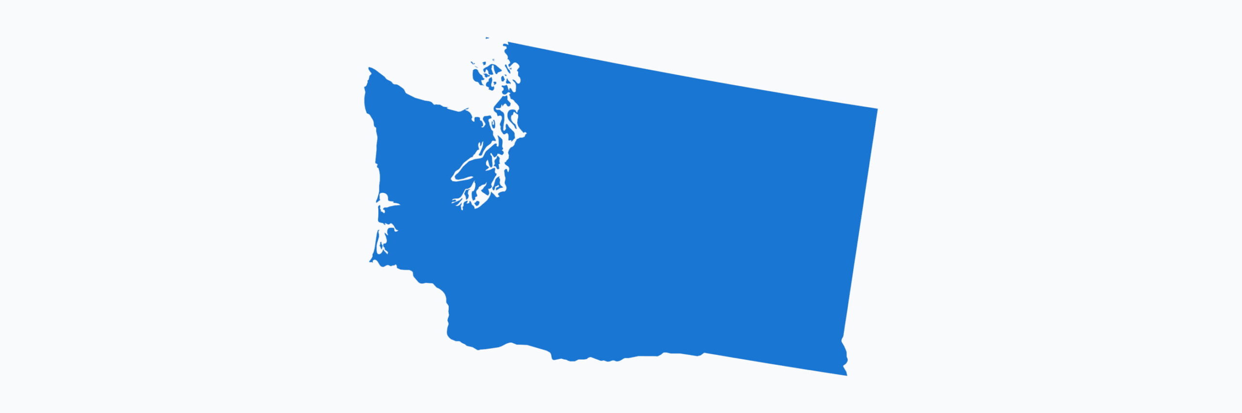 Simple blue-colored silhouette map of the state of Washington, USA, showing its distinctive shape including coastline and borders.