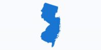 A simple blue silhouette of New Jersey on a white background.
